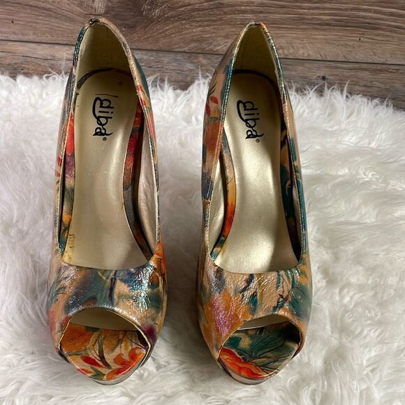 Diba Womens High Heel Stilettos Multi Color Floral Size 9M Floral Woodsy - Picture 5 of 17
